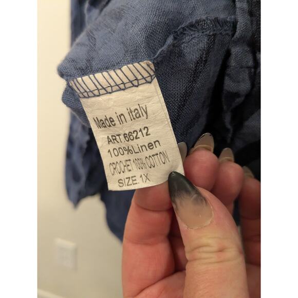 LUNGO L'ARNO 100% Made in Italy Tropical  Midi Sundress Blue Womens Size 1X - Picture 5 of 5